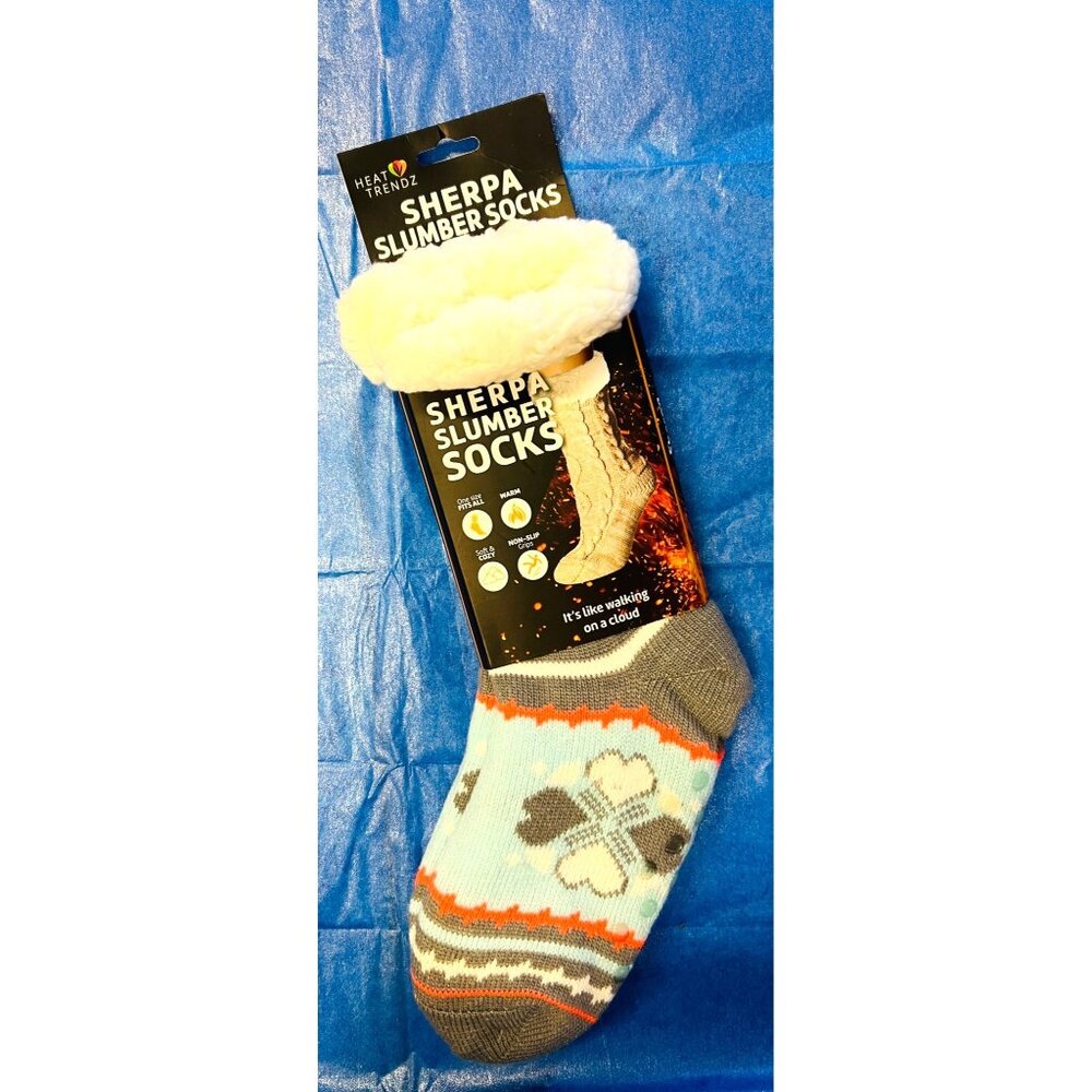 Sherpa Slumber Socks Thick Warm Non-Slip Grips Heat Trendz Acrylic Polyester OS